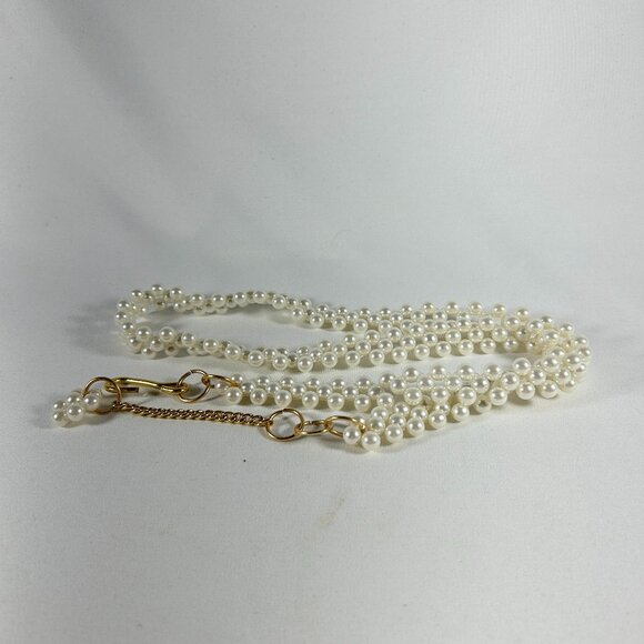 Unknown Accessories - FAUX PEARL THREE STRAND BELT WITH GOLD TONE FASTENER